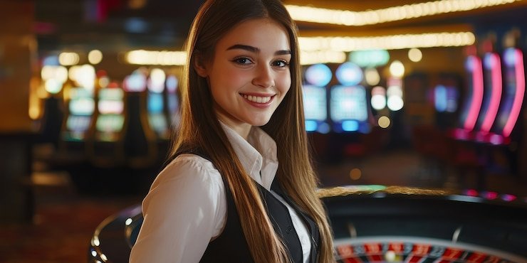 Antarmuka permainan Baccarat live dealer di platform bidik8bet